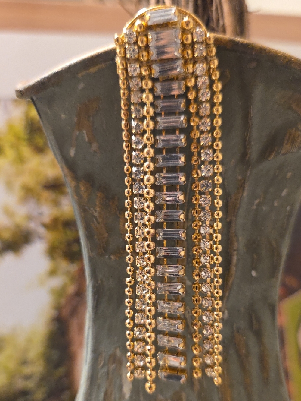 Gold Crystal Fringe Drop Earrings - Women Jewelry - Picture 4 of 5
